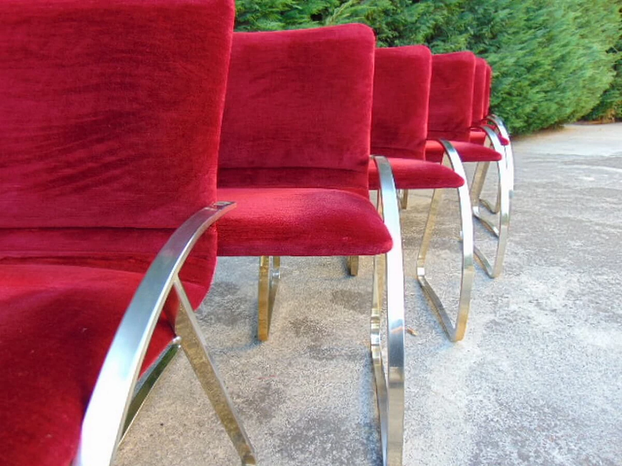 6 Red velvet chairs by Renato Zevi, 1970s 1119664