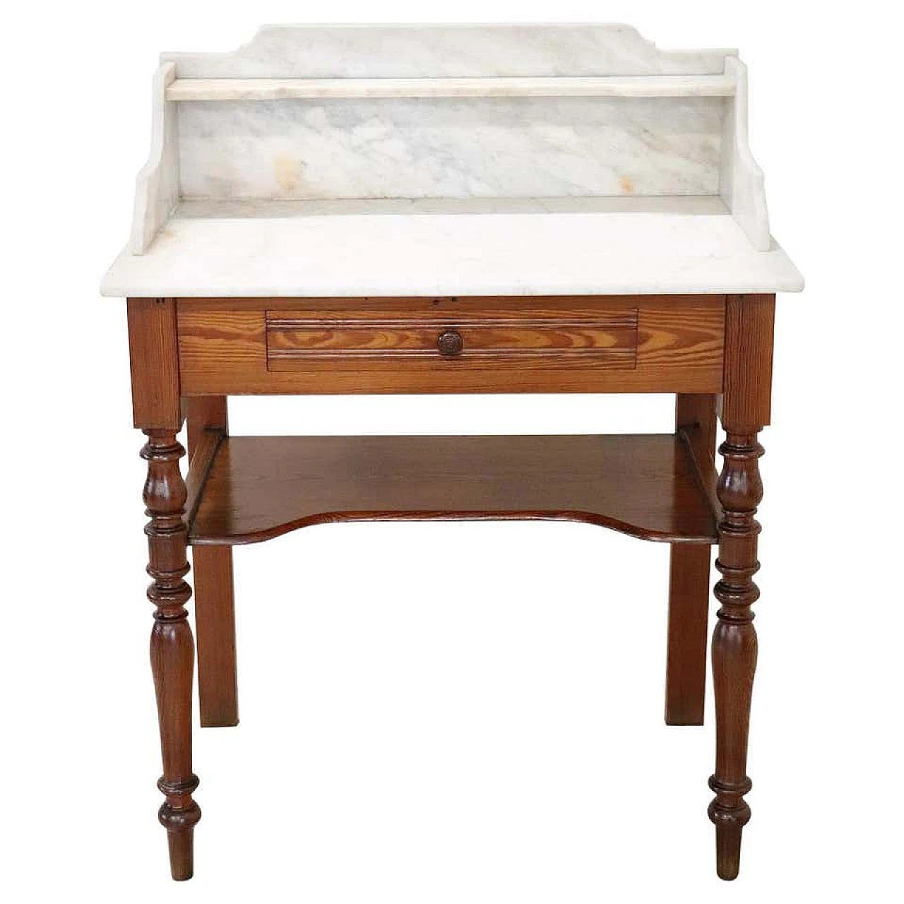 Antique toilet in solid larch wood and marble top XIX century 1119675