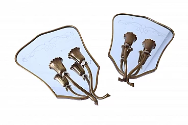 Coppia di lampade da parete con specchio