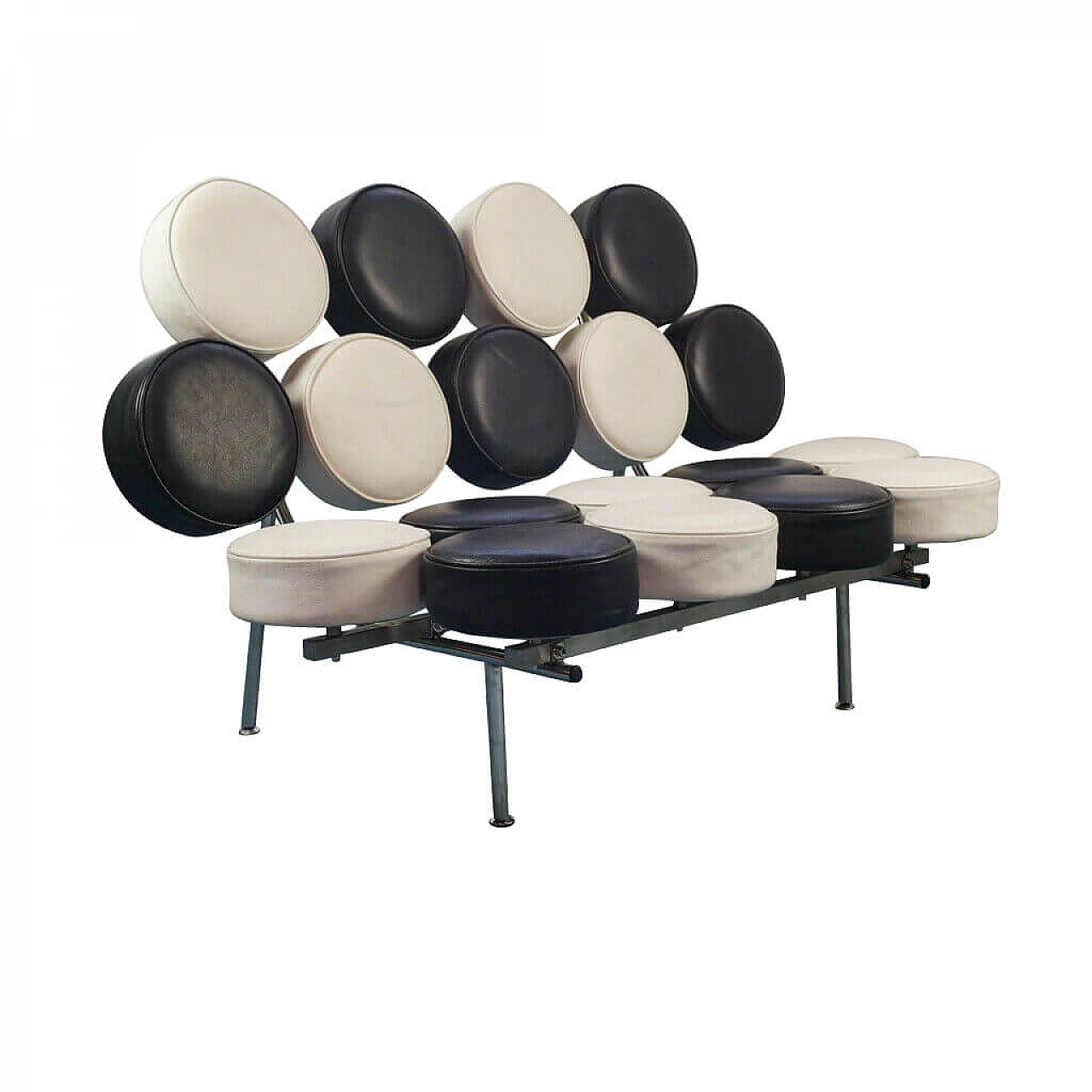 Divano in pelle Marshmallow di George Nelson per Vitra, anni '80 1121042