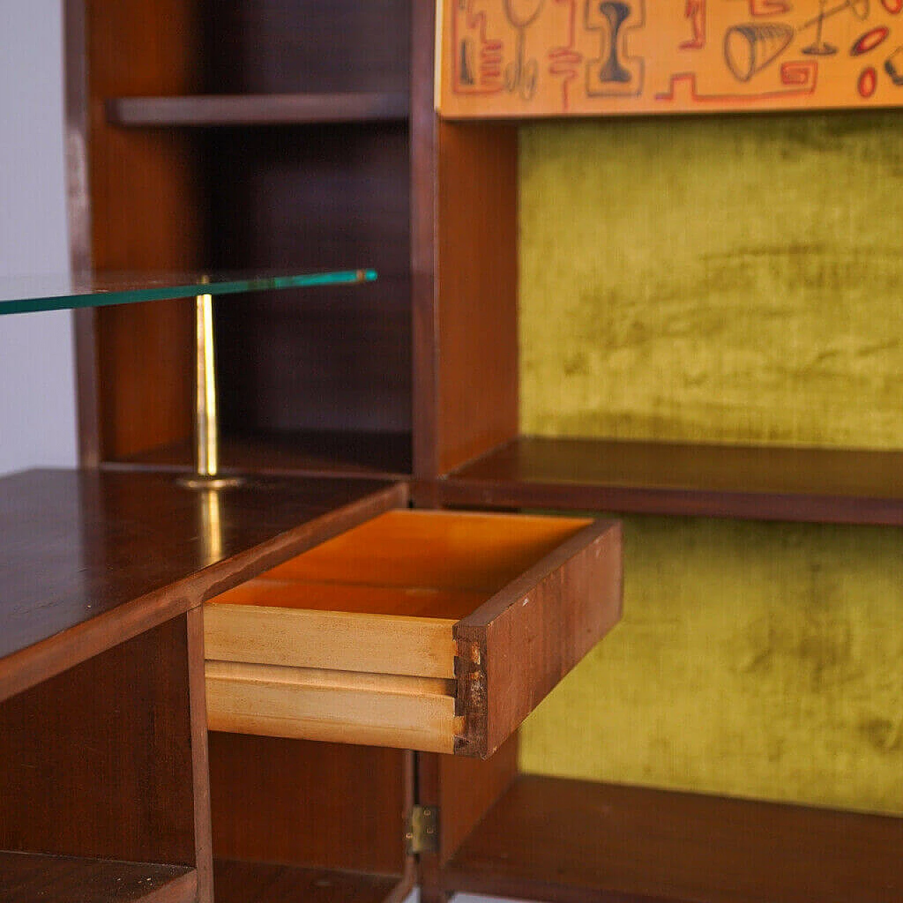 Mobile bar in legno e ottone, anni '60 1121093