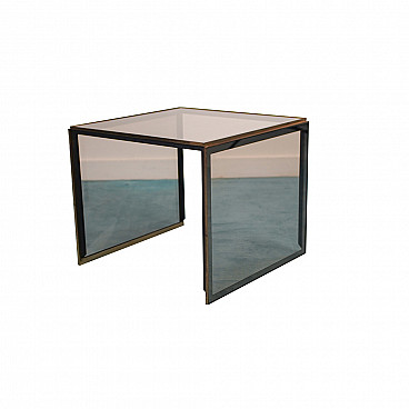 Glass and brass coffee table, Willy Rizzo, 1970s