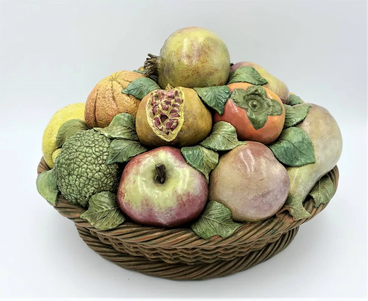 Painted and glazed terracotta fruit basket, Italy, 50s 1121282