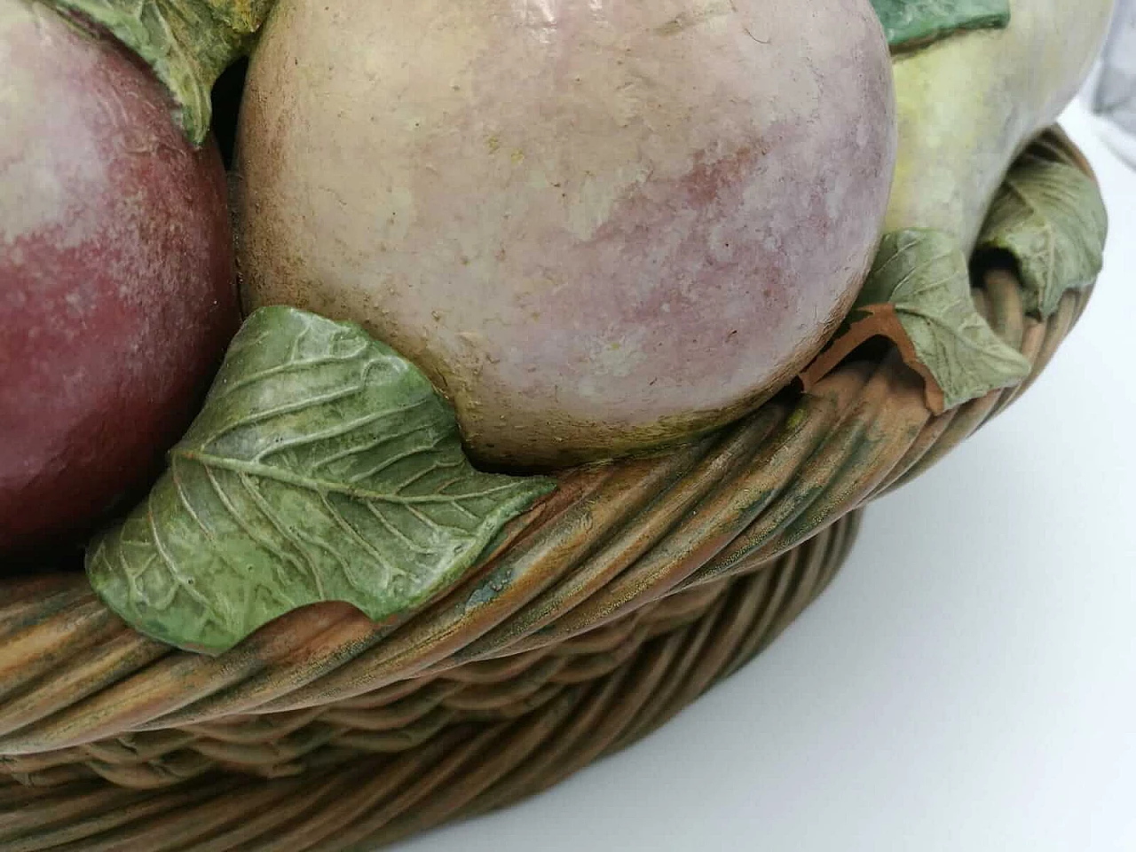 Painted and glazed terracotta fruit basket, Italy, 50s 1121285