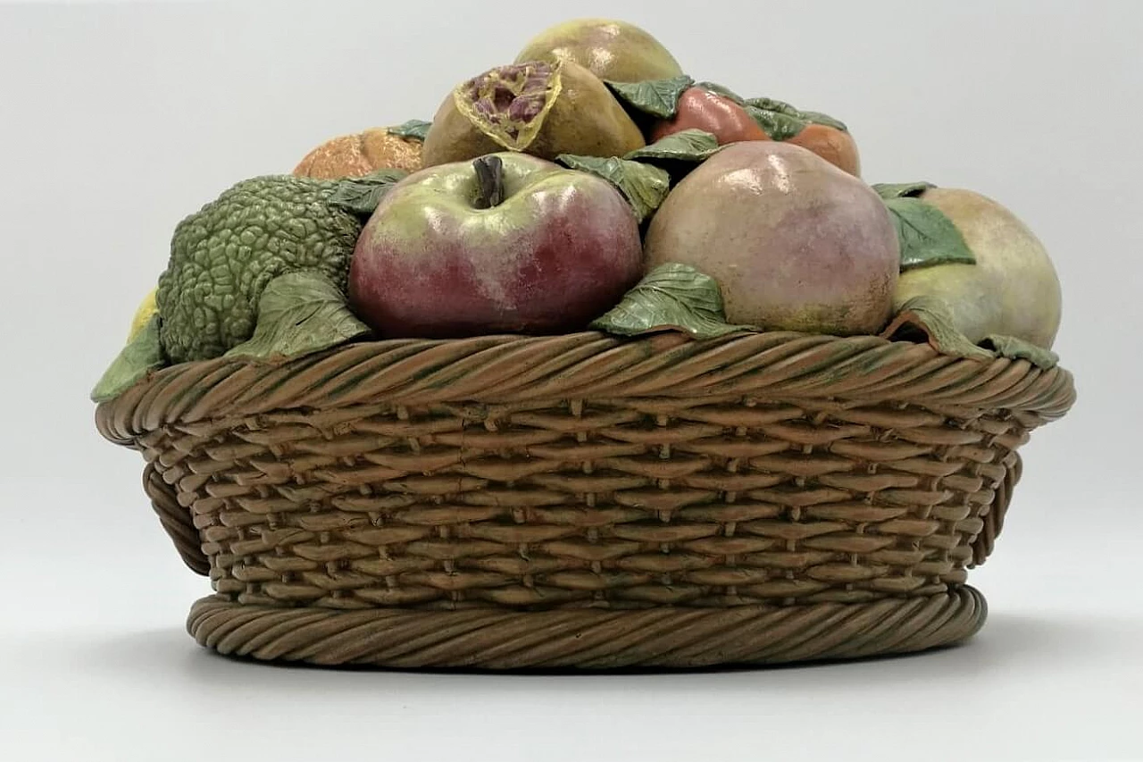 Painted and glazed terracotta fruit basket, Italy, 50s 1121286