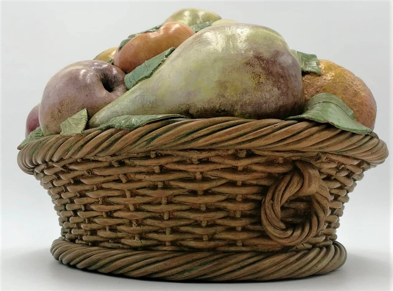 Painted and glazed terracotta fruit basket, Italy, 50s 1121287