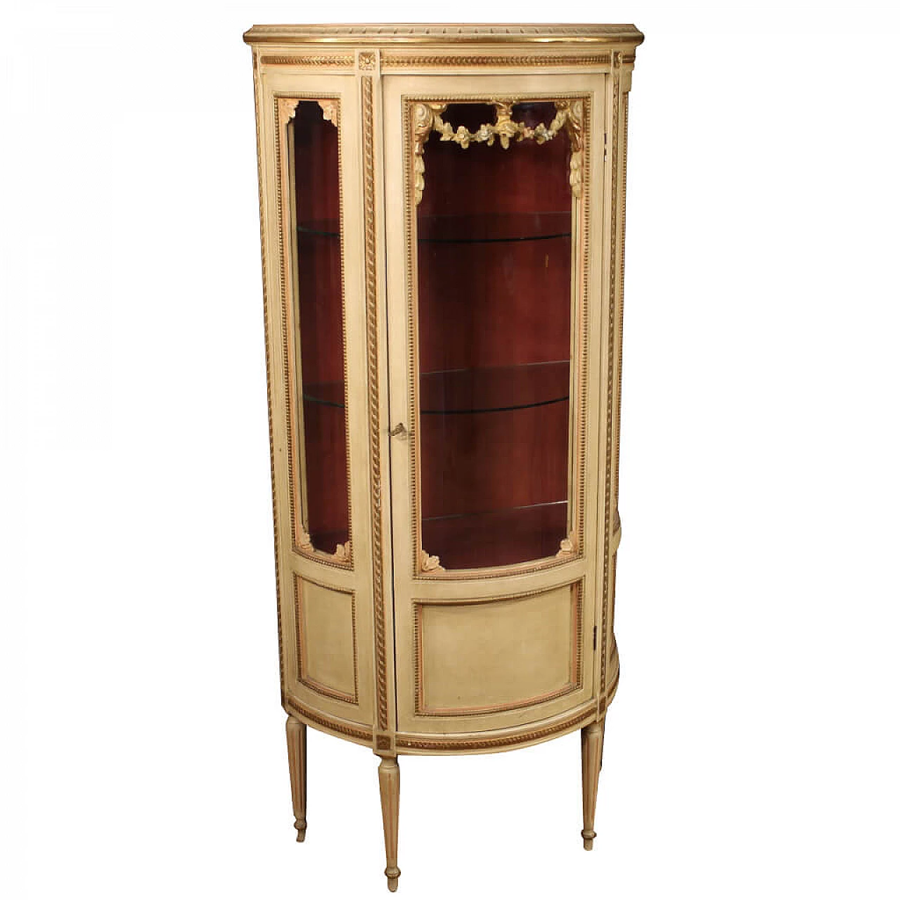 Lacquered, gilded and painted Italian half-moon showcase 1121611