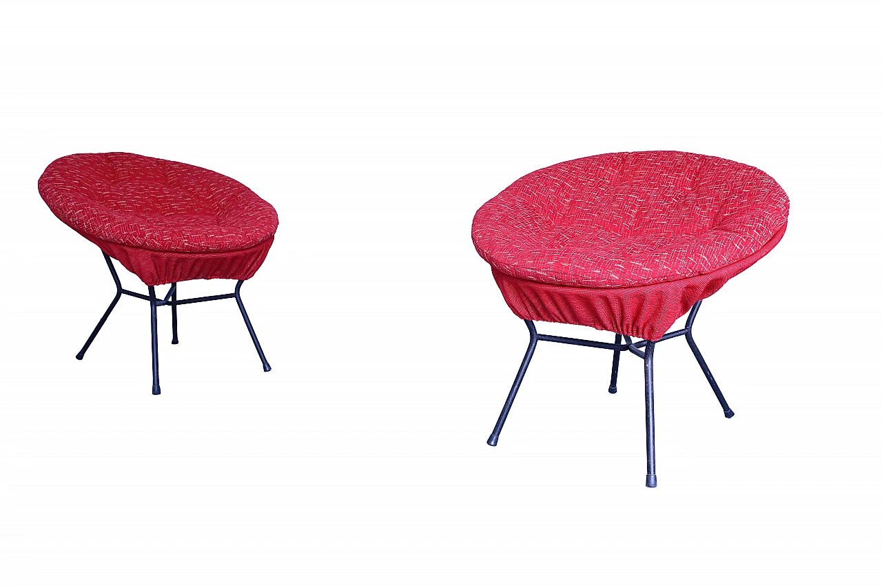 Coppia di poltroncine rosse, anni '50 1121961