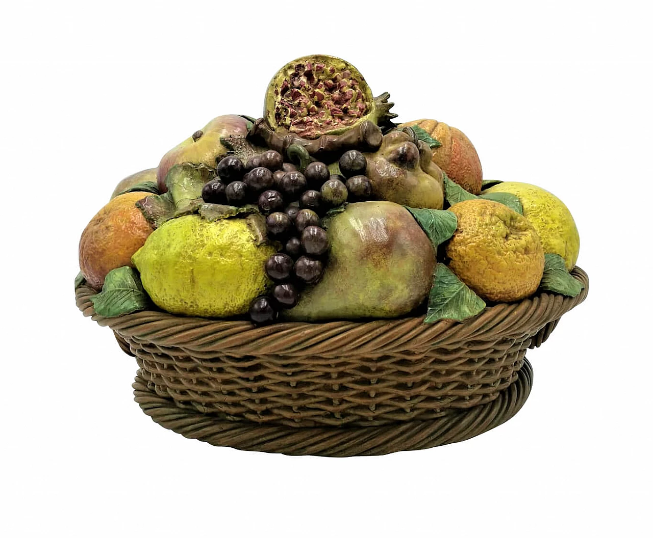 Painted and glazed terracotta fruit basket, Italy, 50s 1122312