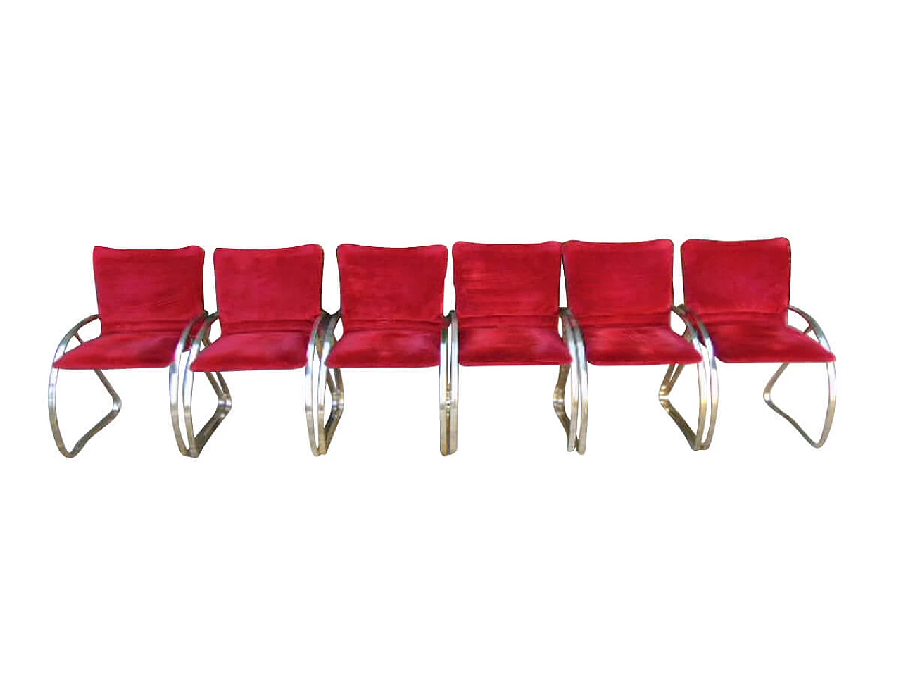 6 Red velvet chairs by Renato Zevi, 1970s 1122536