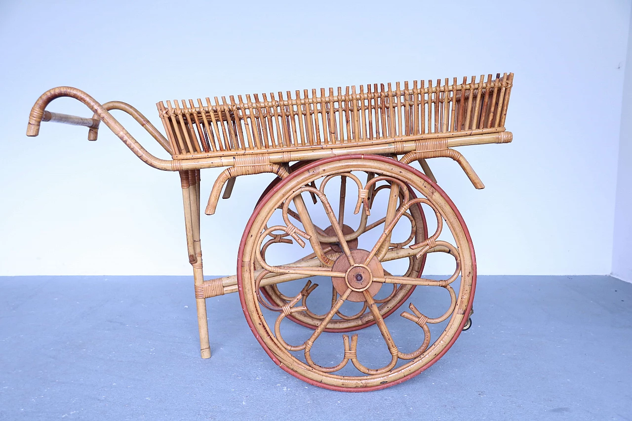 Carrello bar in bamboo, anni '60 1123104