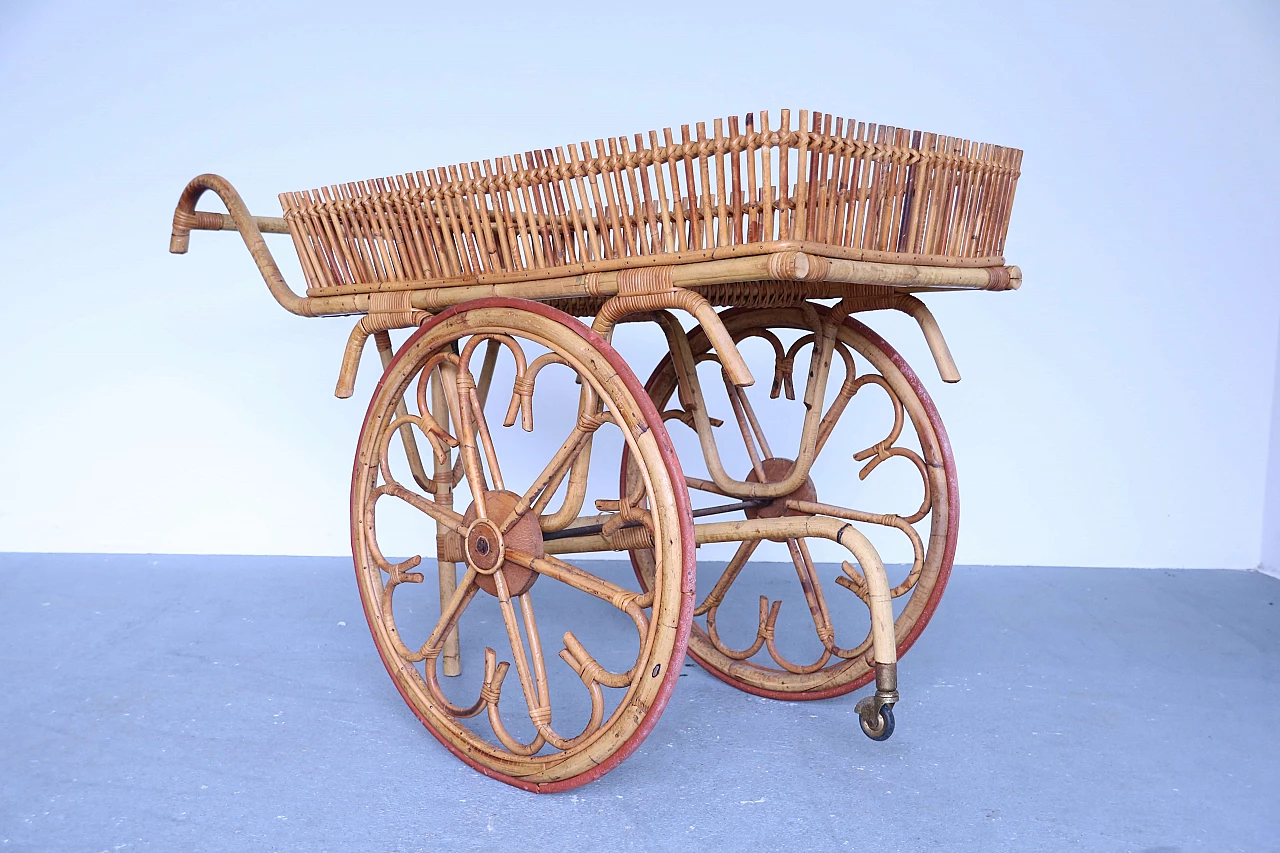 Carrello bar in bamboo, anni '60 1123106