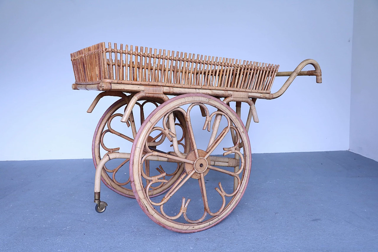 Carrello bar in bamboo, anni '60 1123110