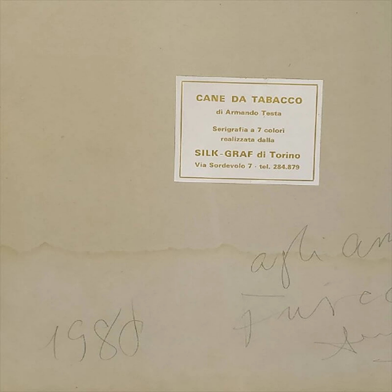Serigraphy Cane da Tabacco by Armando Testa, 1970s 1123950