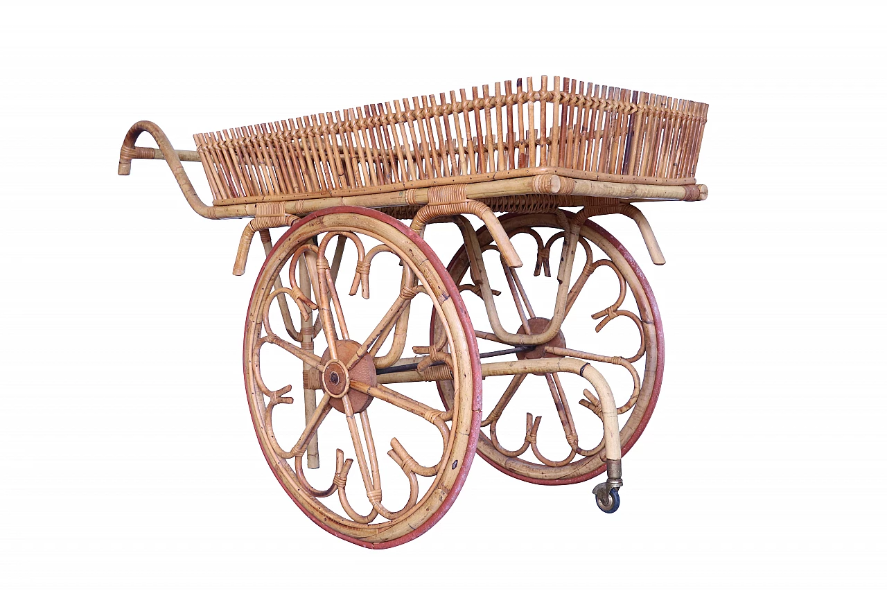 Carrello bar in bamboo, anni '60 1124205