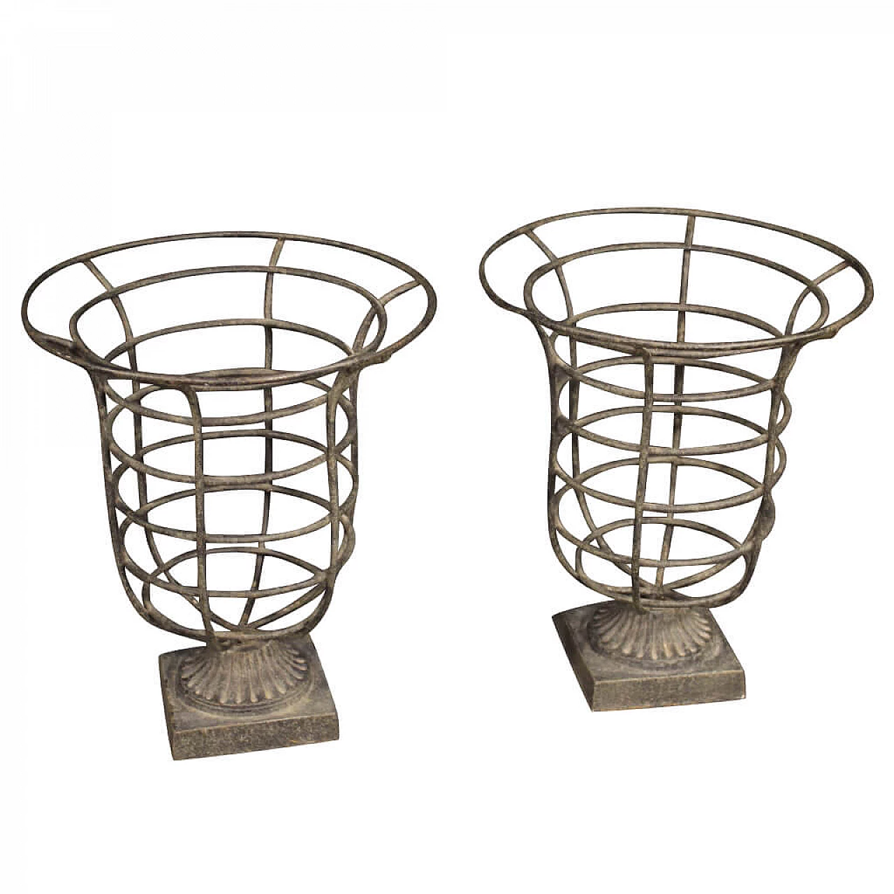 Pair of cast iron vase holders, France, 20th century 1124206