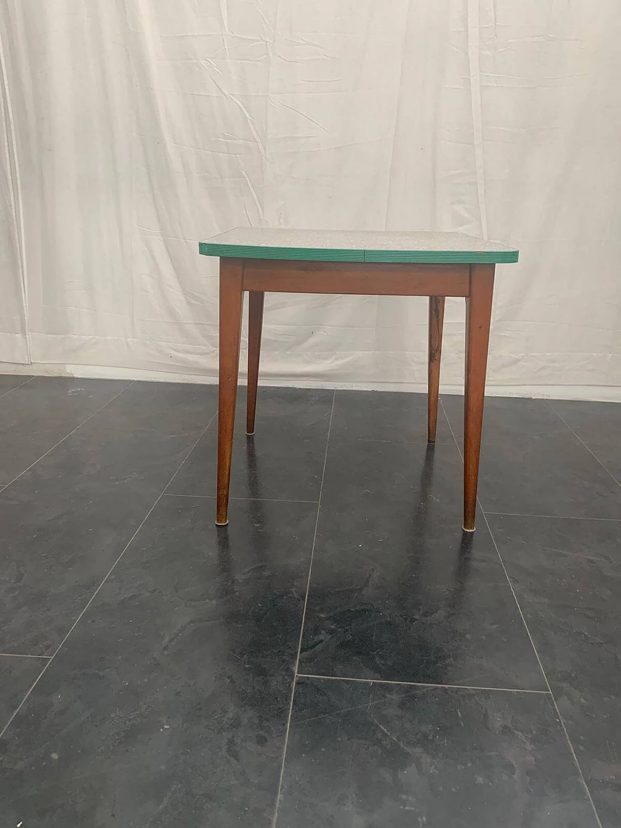 Cherry wood table with mosaic effect laminate top, 1950s 1124298