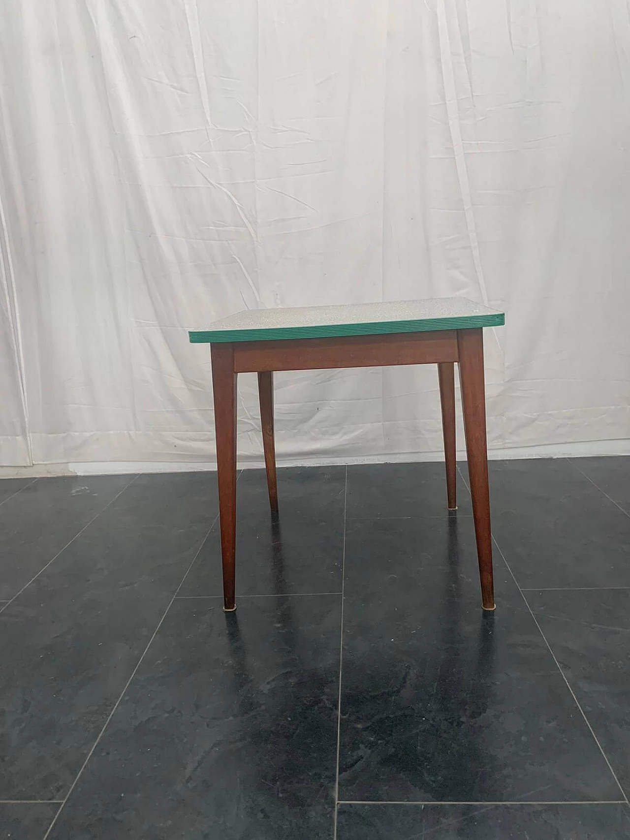 Cherry wood table with mosaic effect laminate top, 1950s 1124300