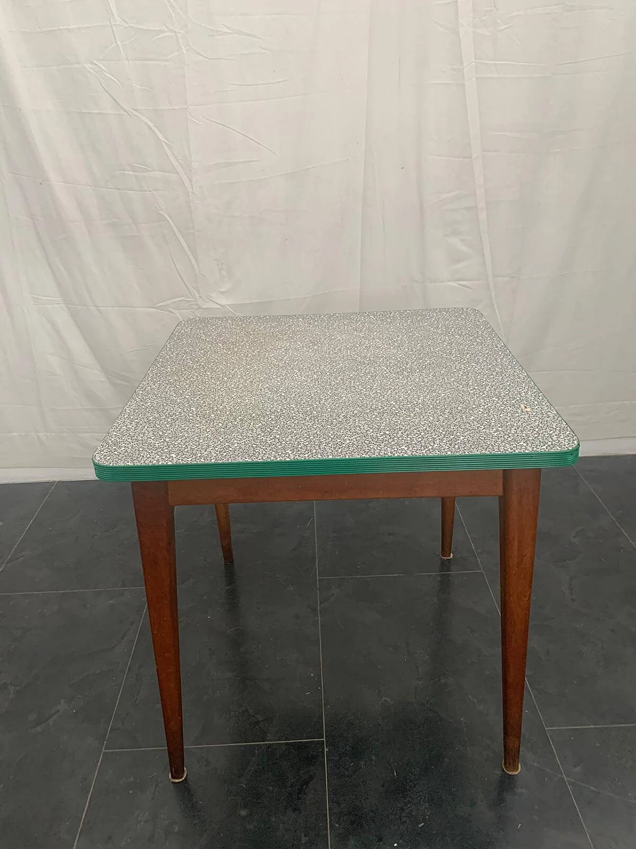 Cherry wood table with mosaic effect laminate top, 1950s 1124301