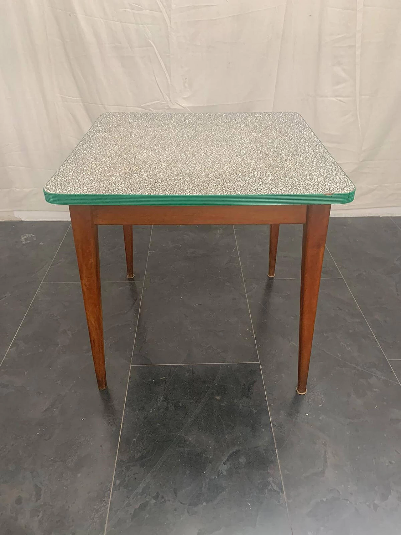 Cherry wood table with mosaic effect laminate top, 1950s 1124303