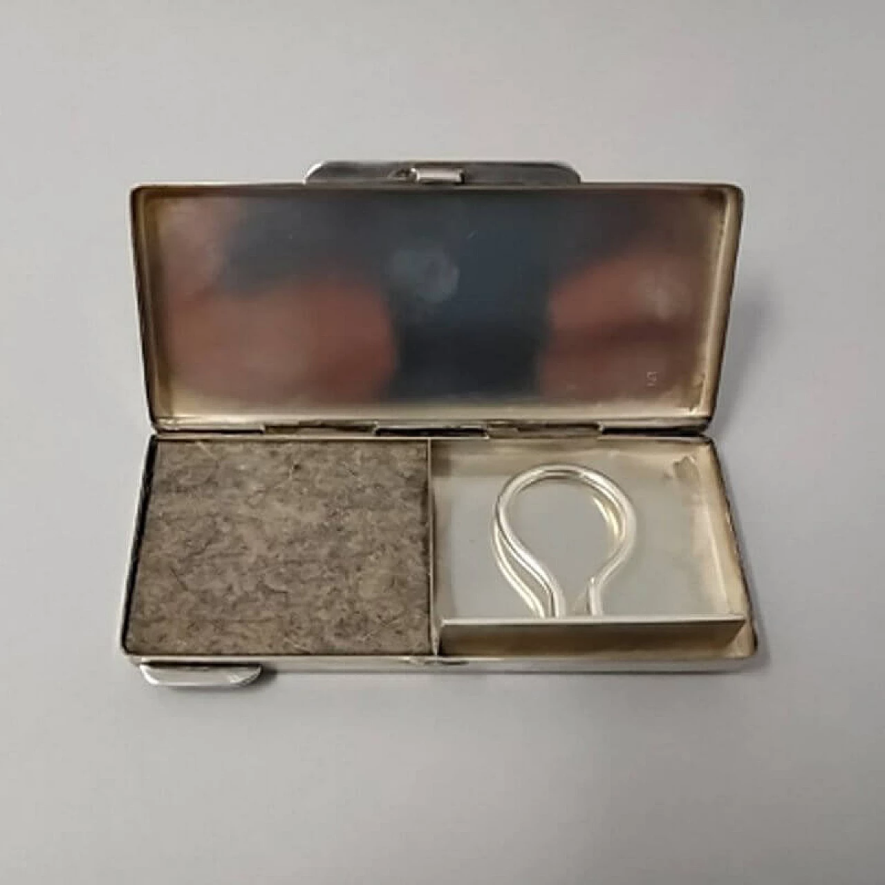 Timbro tascabile in gomma d'argento d'epoca francese, anni '30 1124498