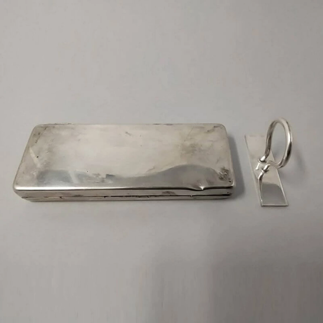Timbro tascabile in gomma d'argento d'epoca francese, anni '30 1124502