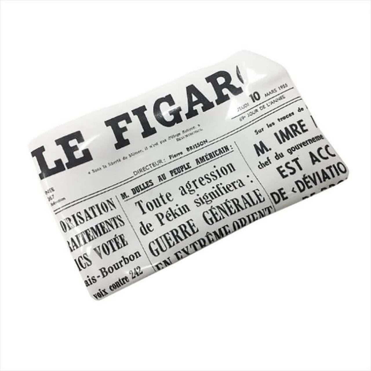 Giornale Le Figaro ceramic ashtray by Fornasetti, Italy, 60s 1124641
