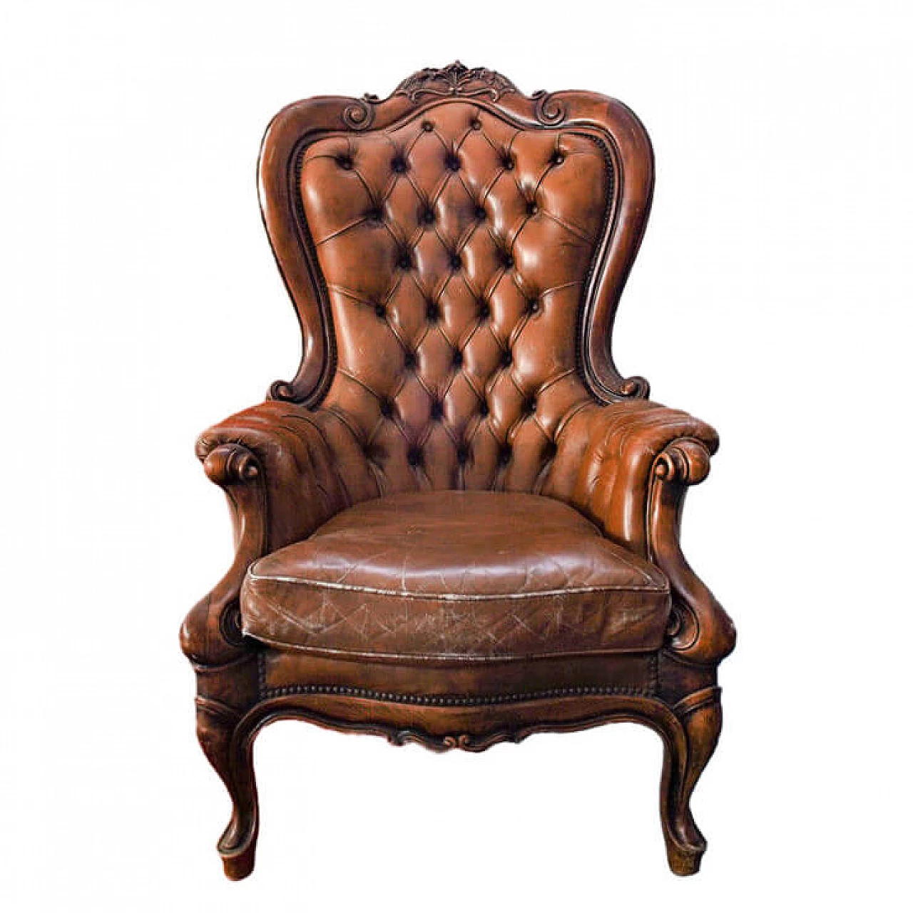 Poltrone in pelle capitonnè, anni '70 1124829