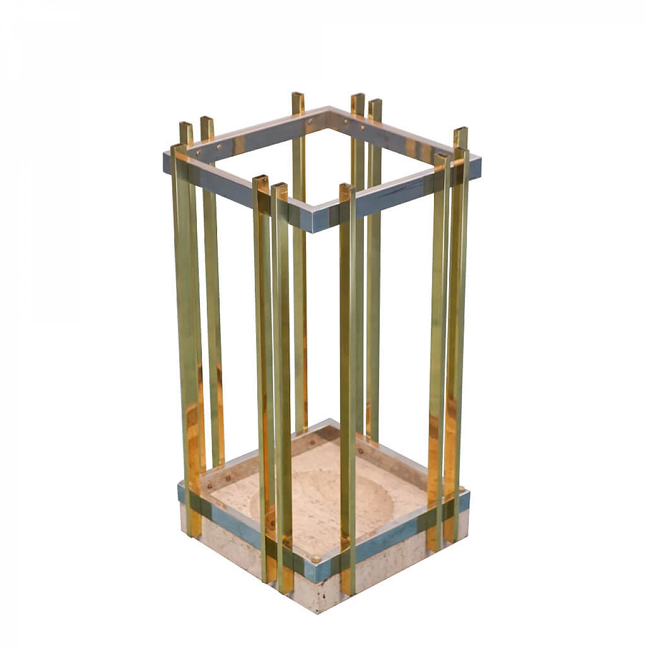 Umbrella stand in brass and marble, 60s 1124844