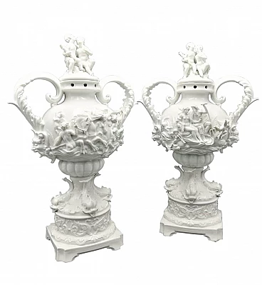 Pair of white porcelain vases, late 19th century
