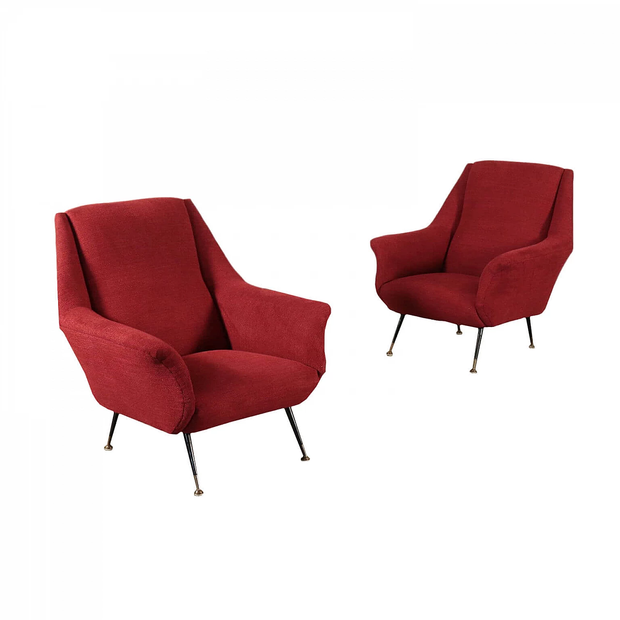 Coppia di poltrone rosse, anni '50 1125824