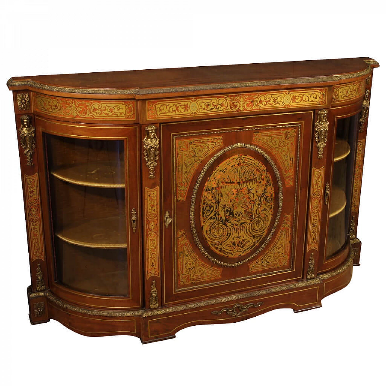 Credenza francese in stile Boulle in legni di mogano e noce 1126099
