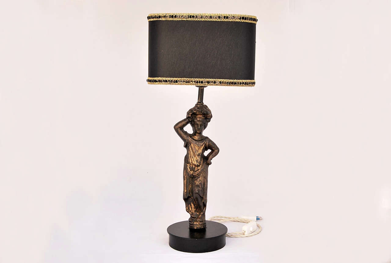 Pair of cast iron table lamps with caryatids, 2000s 1126196