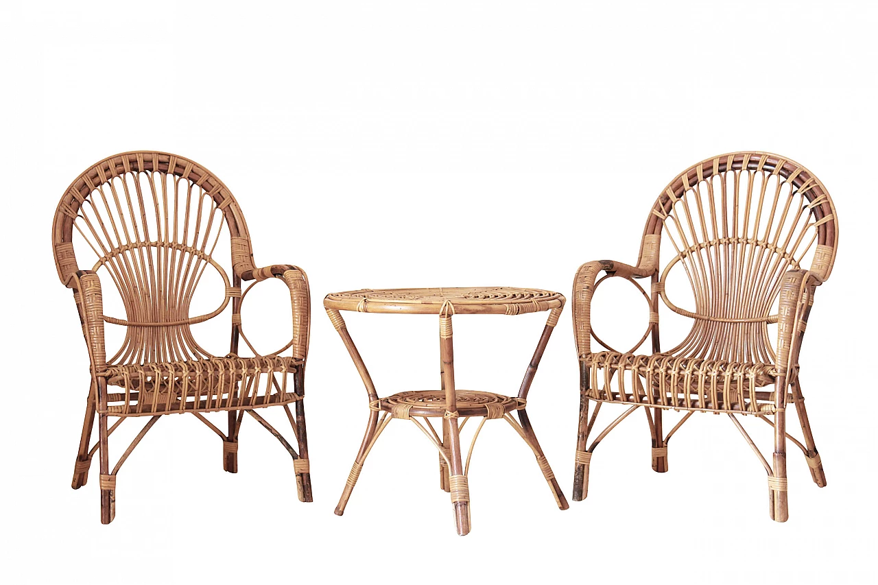 Salottino in bambu da esterno, anni '60 1126210