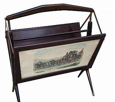 Magazine rack with print attributed to Ico Parisi, 1950s