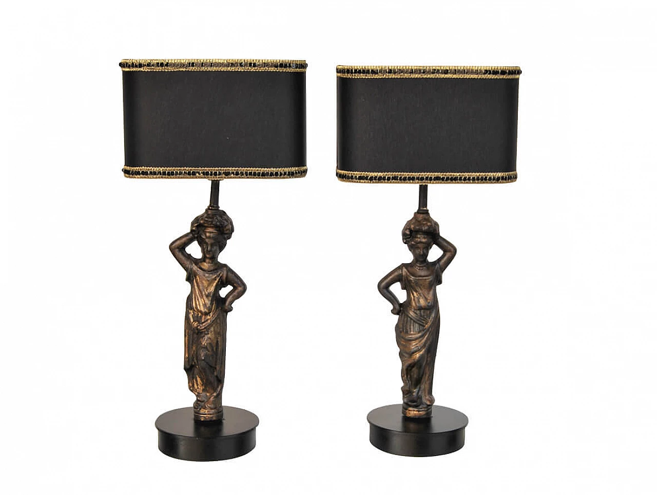Pair of cast iron table lamps with caryatids, 2000s 1126650