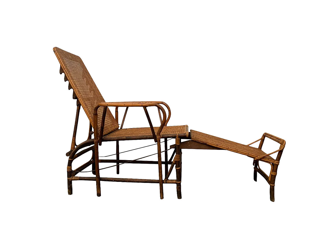 Wicker and bamboo chaise lounge, 1960s 1127051