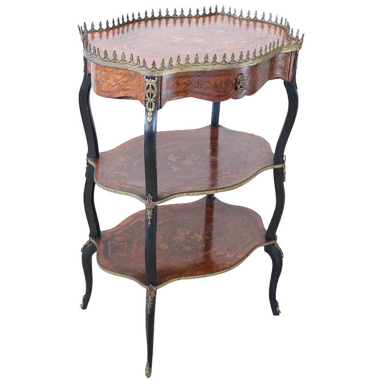Étagère antica Napoleone III intarsi e bronzi dorati, sec XIX 1127162