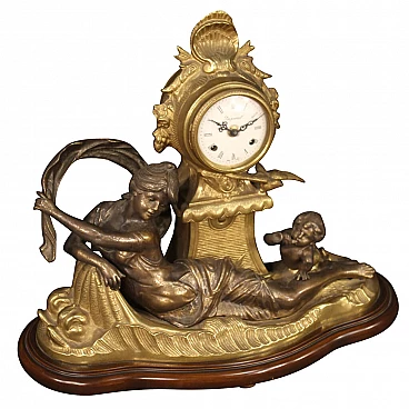 French bronze and antimony gilded French clock, '900