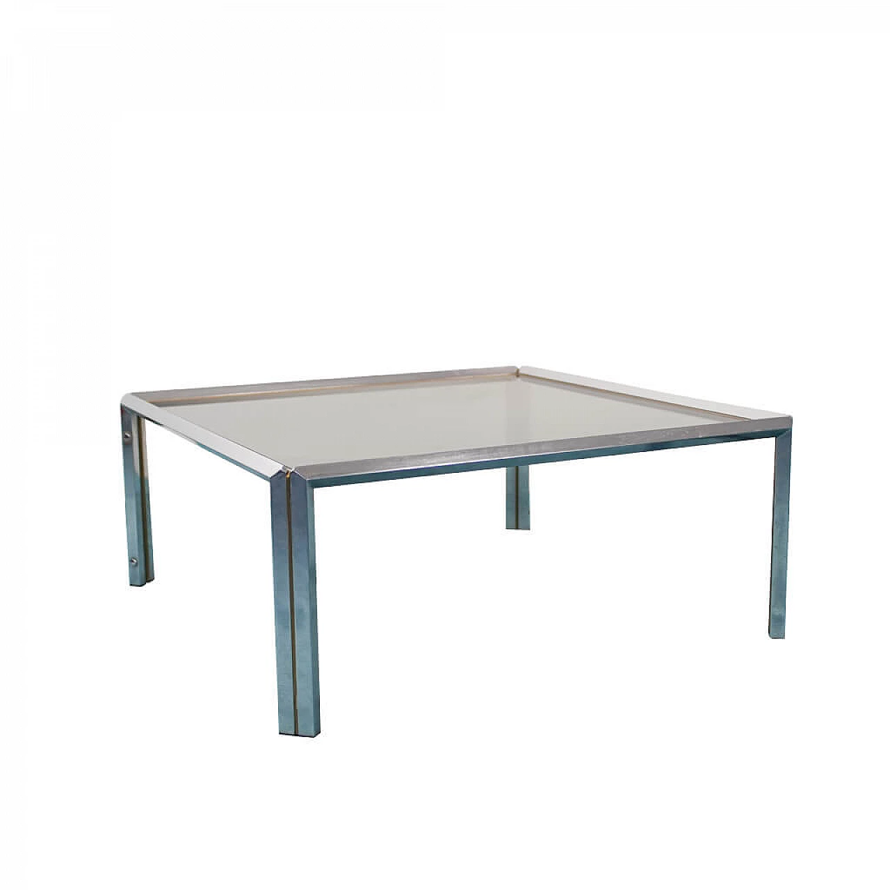 Coffee table with chromed steel frame and smoked glass, 70s 1128266