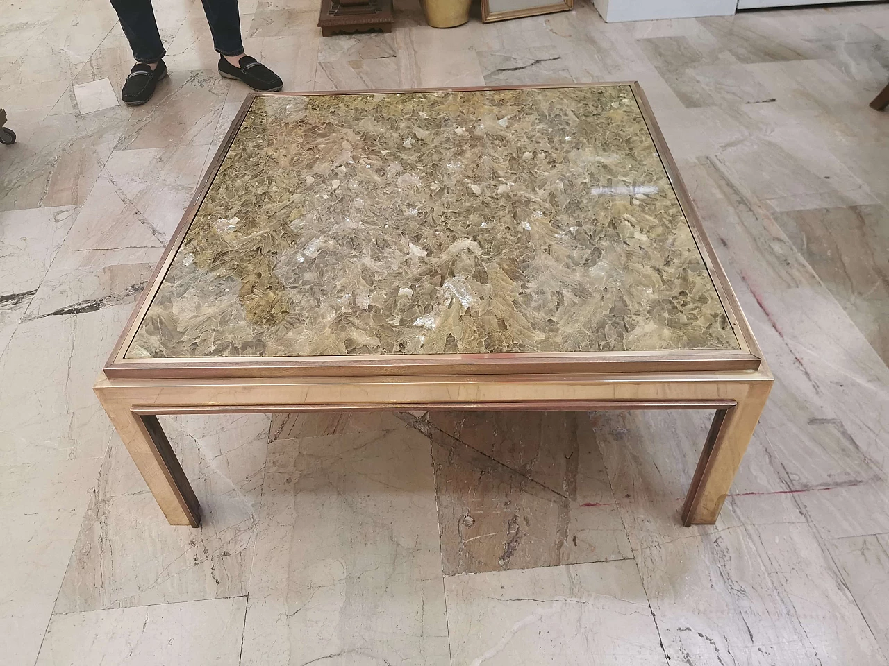 Coffee table in brass, Romeo Rega style 1129245