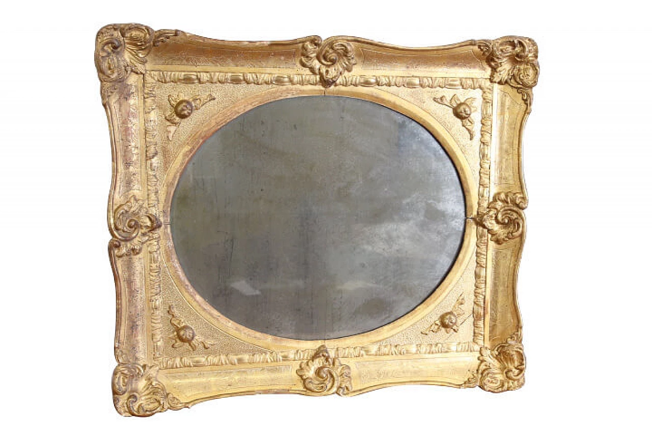 Mirror mercury tray, with wooden frame with gold leaf, mid 19th century 1130153