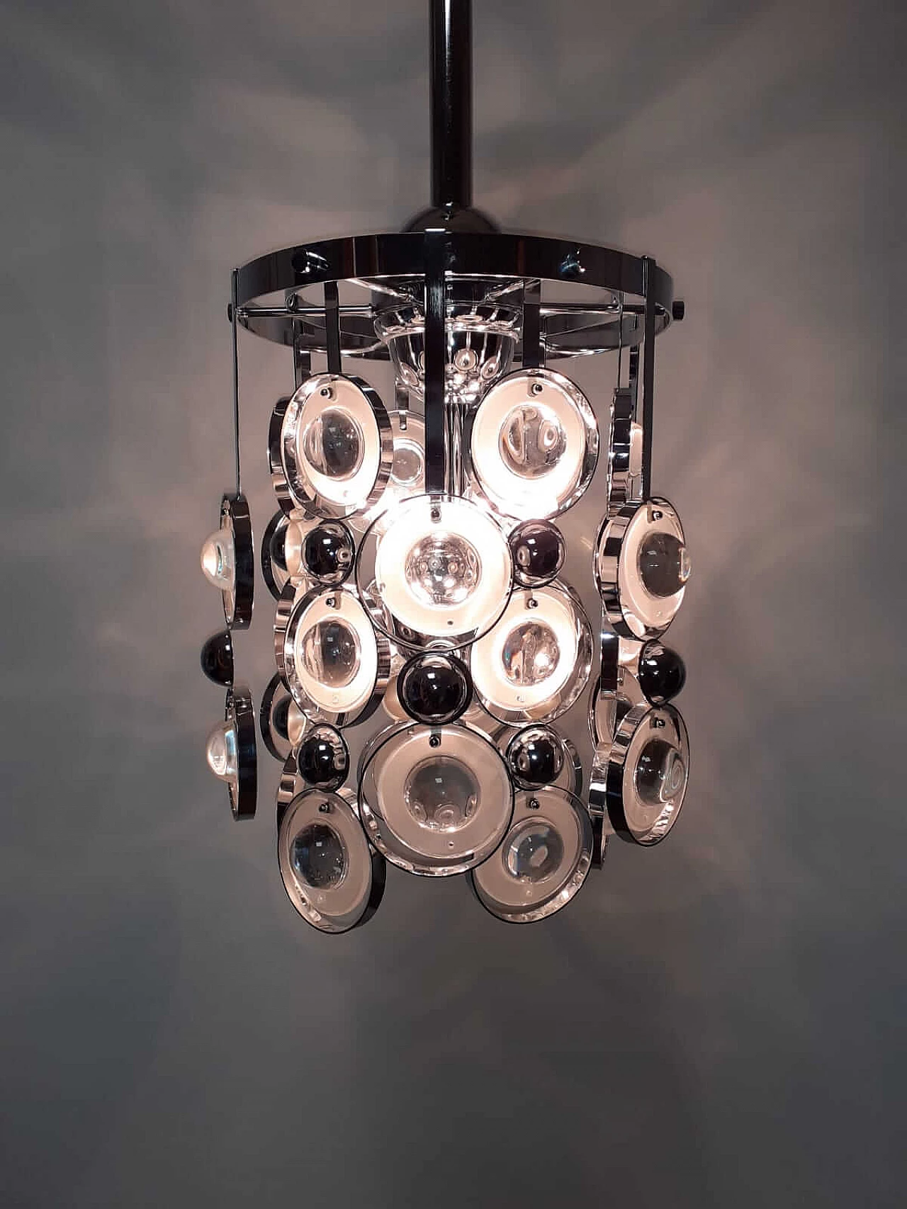 Chromed lamp with lenses, Oscar Torlasco style 1130276