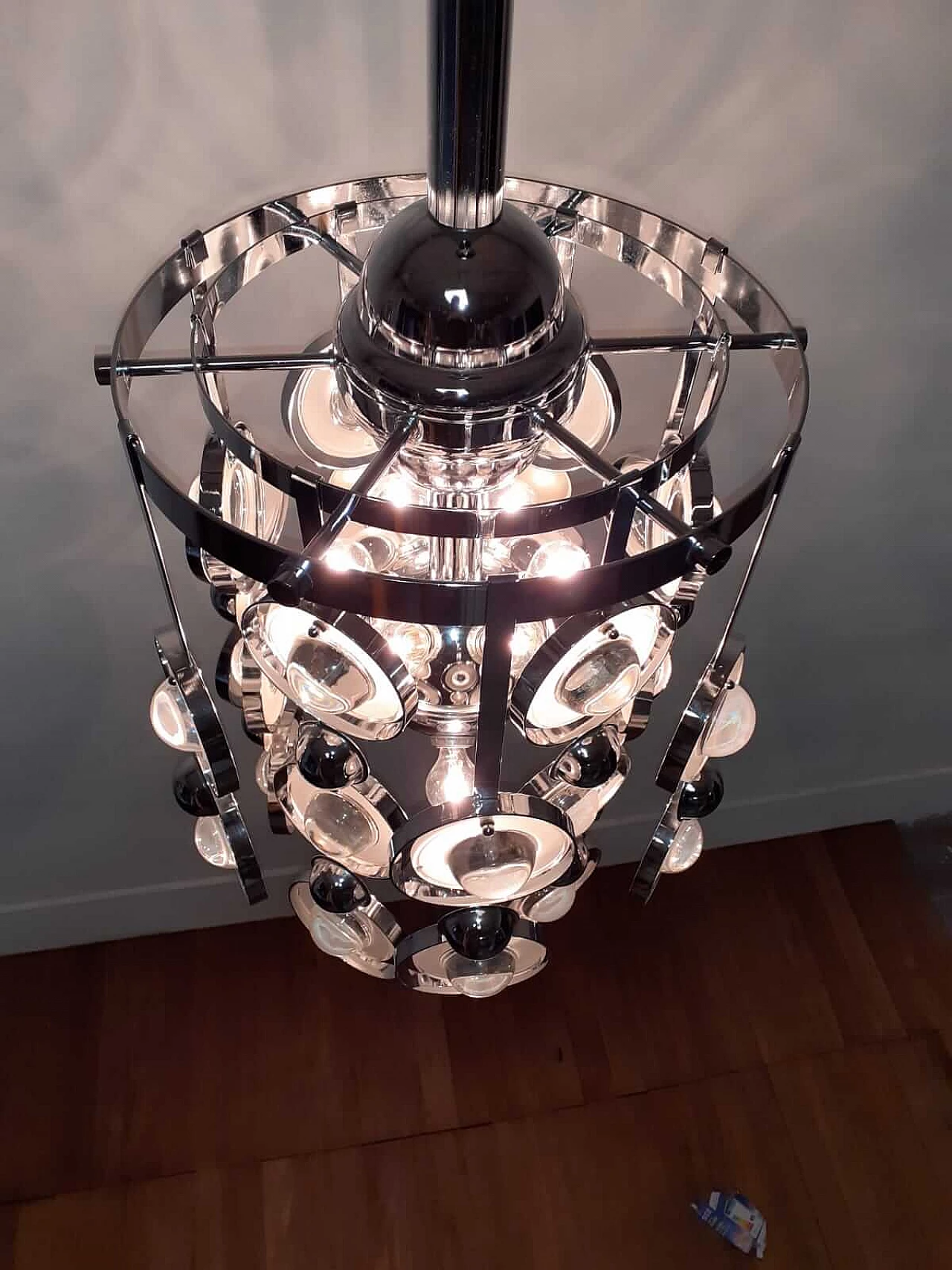 Lampada cromata con lenti stile Oscar Torlasco 1130277