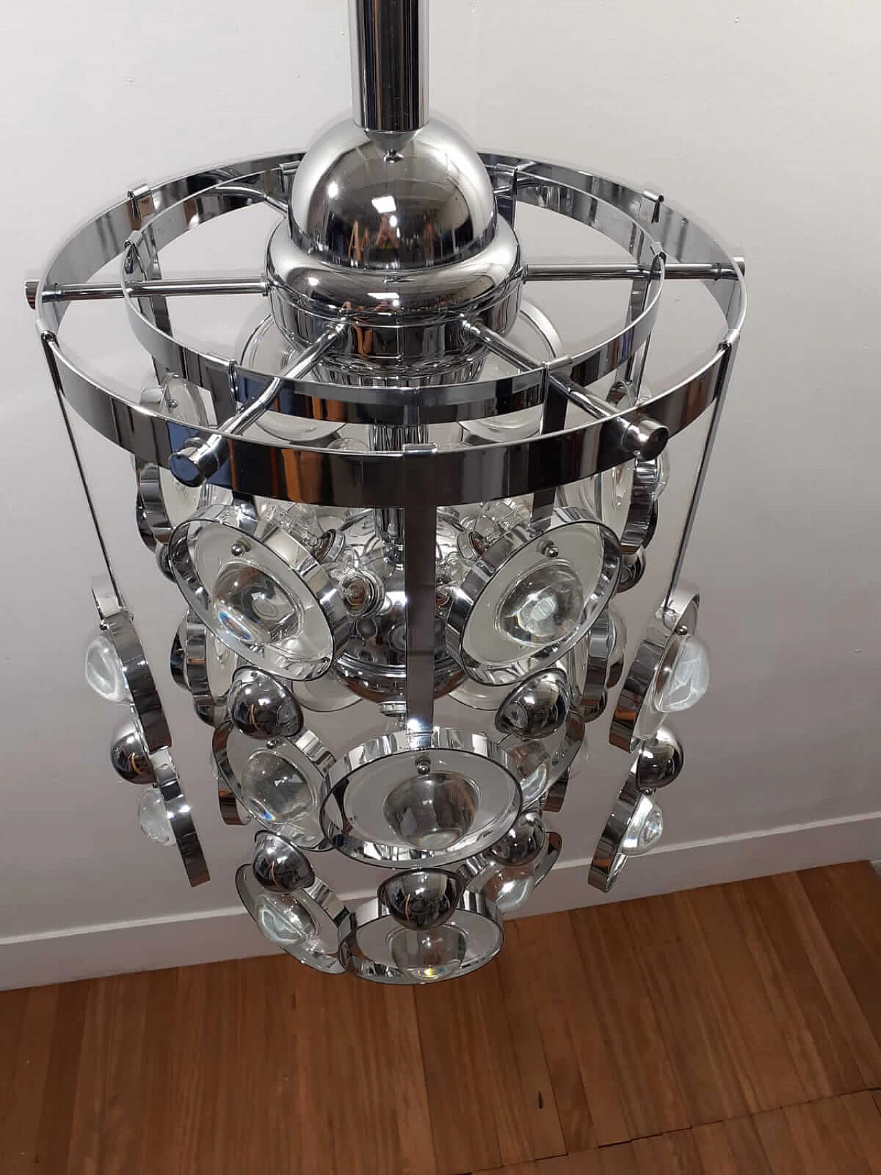Chromed lamp with lenses, Oscar Torlasco style 1130278