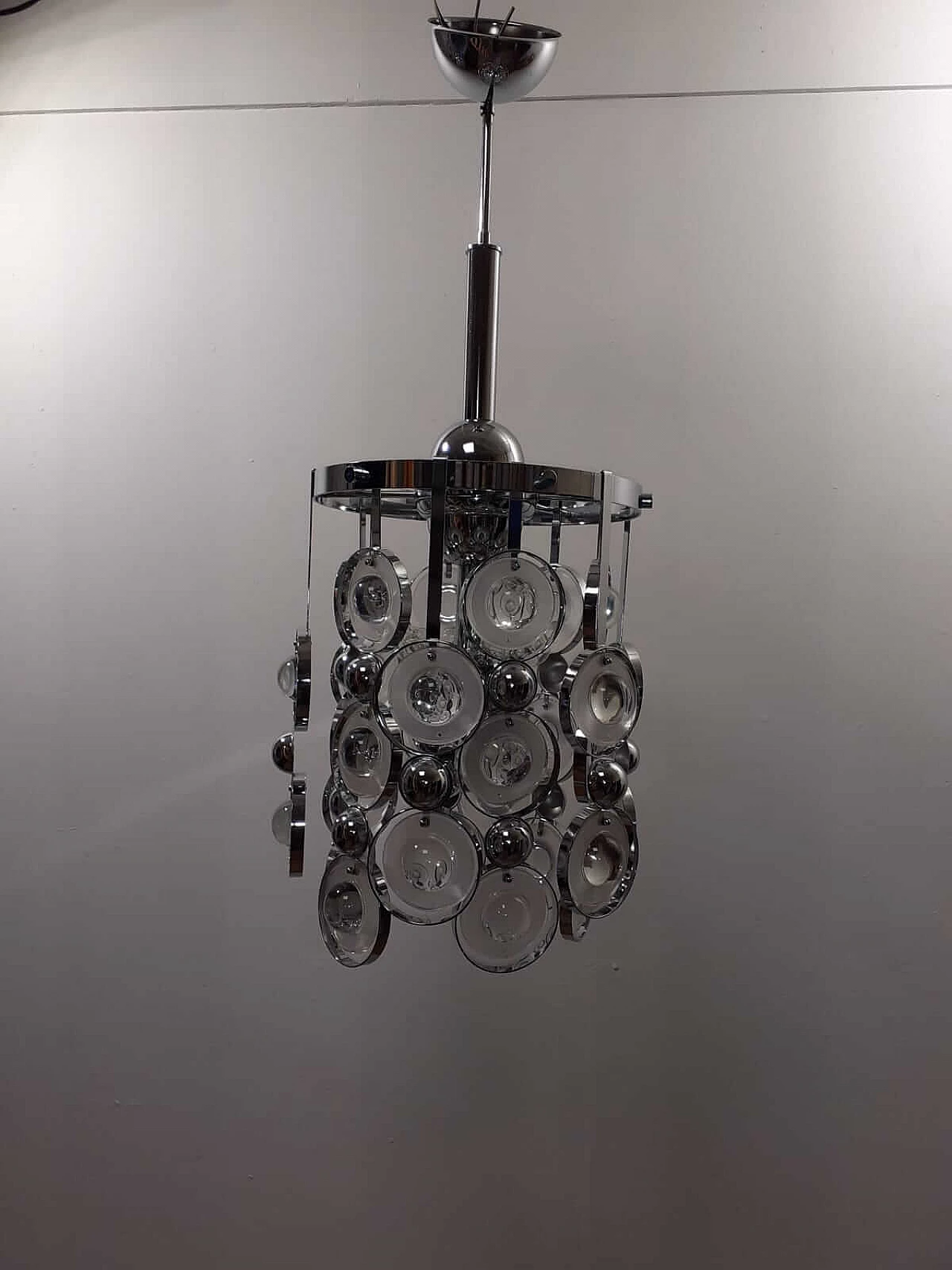 Chromed lamp with lenses, Oscar Torlasco style 1130280