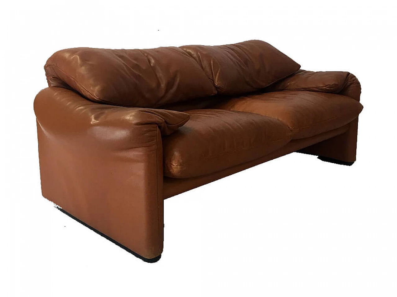 Maralunga leather sofa by Vico Magistretti for Cassina, 1970s 1130799