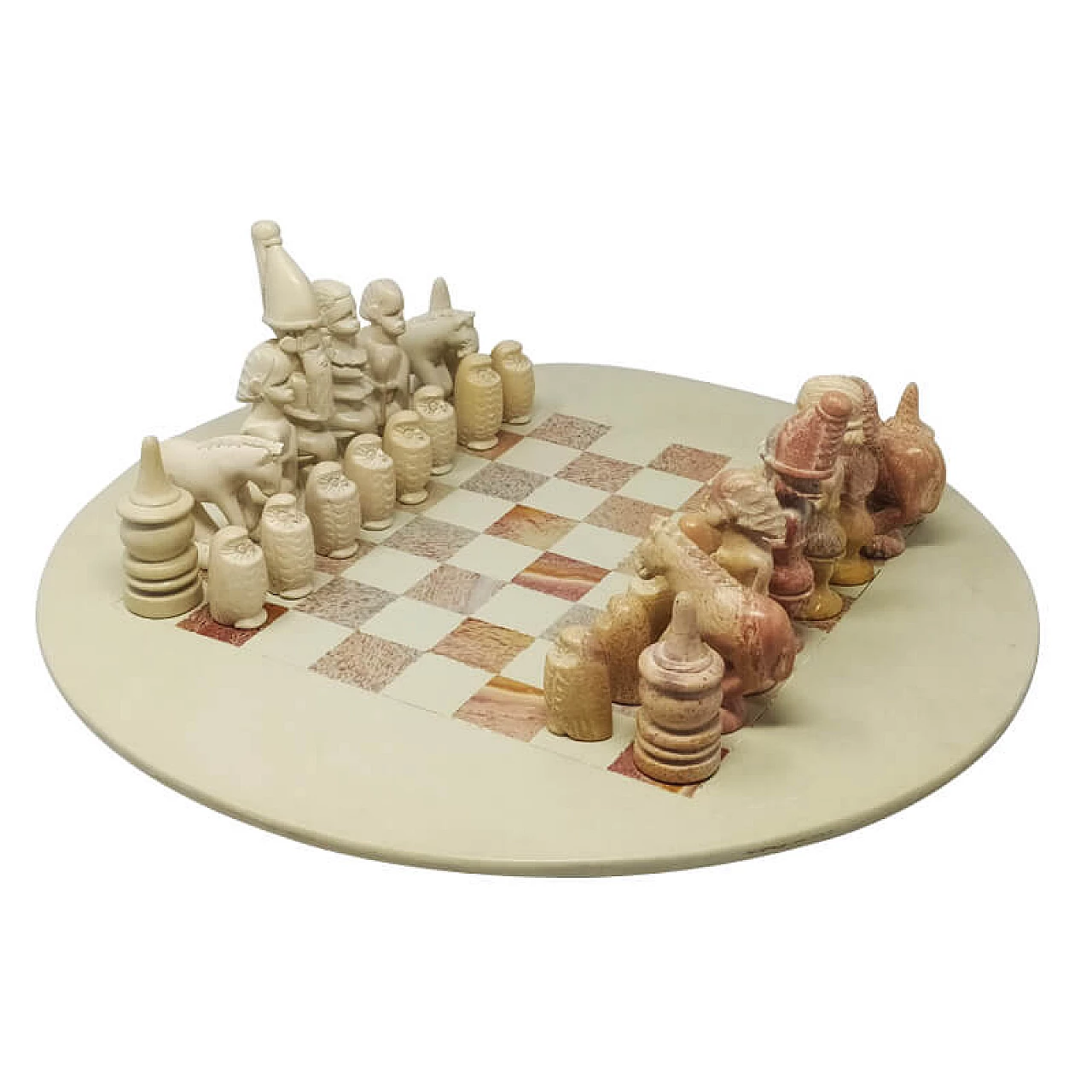 Scacchiera in travertino fatta a mano, anni '60 1131168