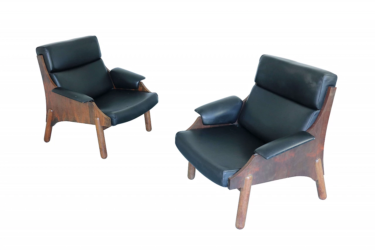 Pair of rosewood and skai armchairs 1132024