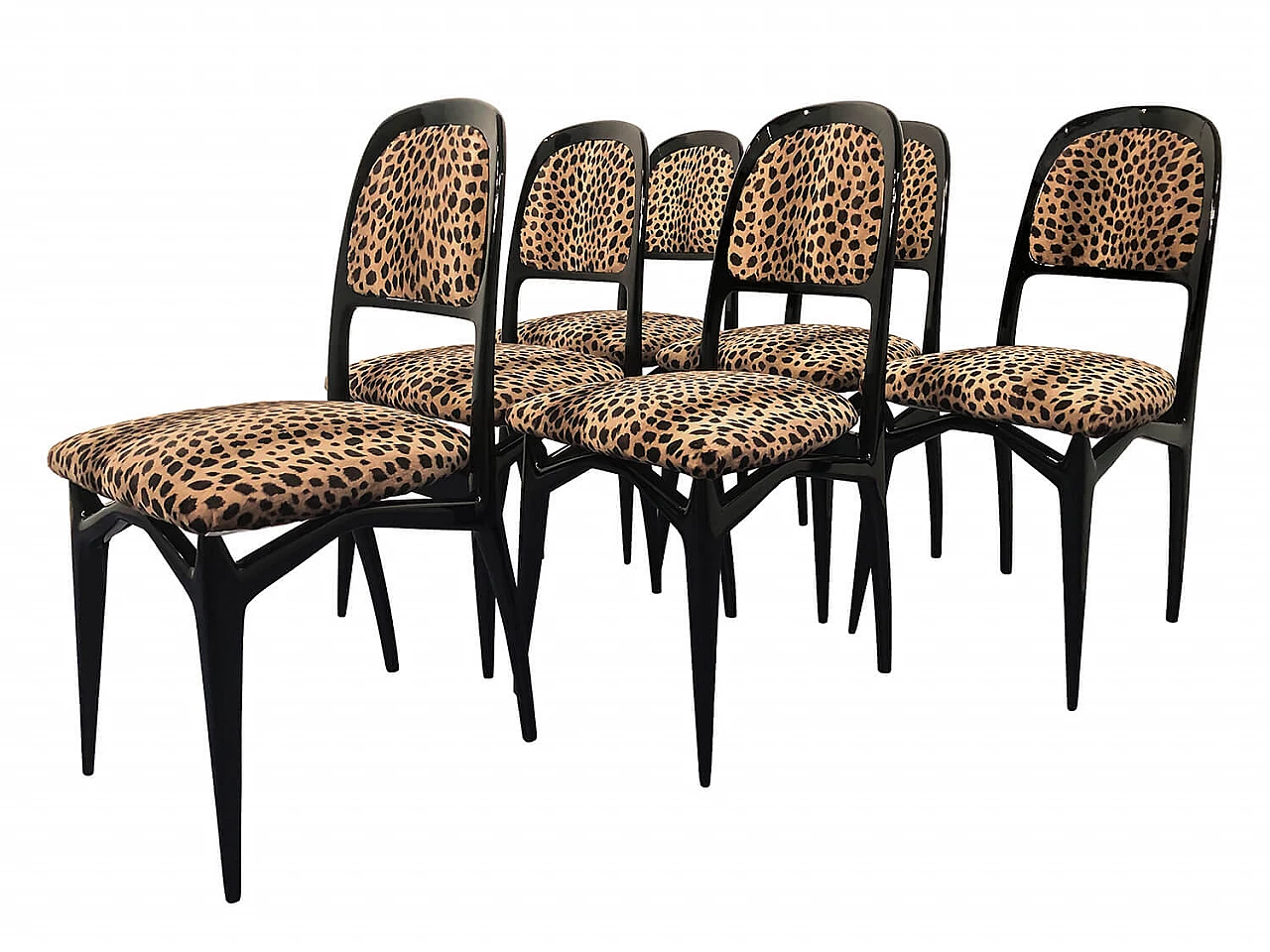 6 Ebonized dining chairs by Vittorio Dassi, 1950s 1132987